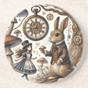 Alice in Wonderland White Rabbit tea Art Coaster