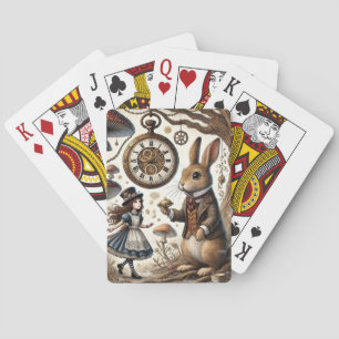 Alice in Wonderland White Rabbit tea Art Playing Cards