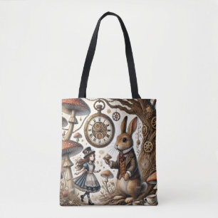 Alice in Wonderland White Rabbit tea Art Tote Bag