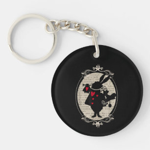 Alice In Wonderland White Rabbit Vintage Book Key Ring