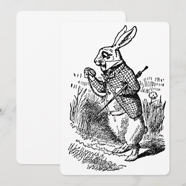 Alice in Wonderland White Rabbit Watch Invitation (Front/Back)