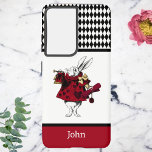Alice in Wonderland White Red Rabbit with Trumpet Samsung Galaxy Case<br><div class="desc">This monogrammed design features the white rabbit from the fairytale Alice in Wonderland, set off in red and black, with a white and black diamond harlequin design. This crisp and vivid interpretation of this anthropomorphic hare from this classic fairytale design also features your name, so make sure to type it...</div>