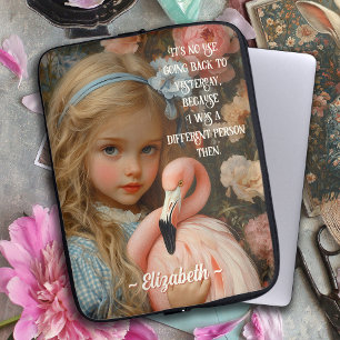 Alice in Wonderland with a Pink Flamingo Laptop Sleeve