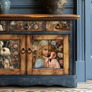 Alice in Wonderland with a Pink Flamingo Tissue Paper