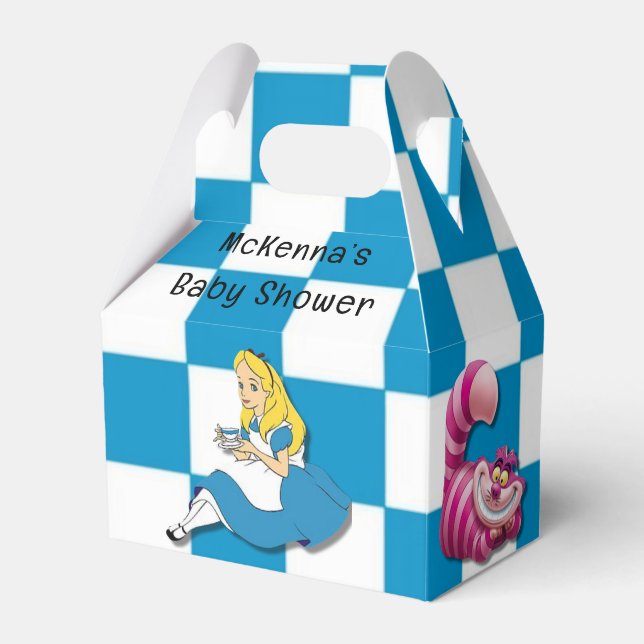Alice in Wonderland With Cheshire Cat Baby Shower Favour Box (Front Side)