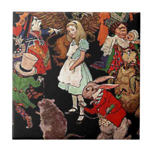 Alice in Wonderland with Friends Illustration Tile