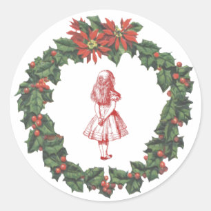 Alice in Wonderland Wreath Christmas Stickers
