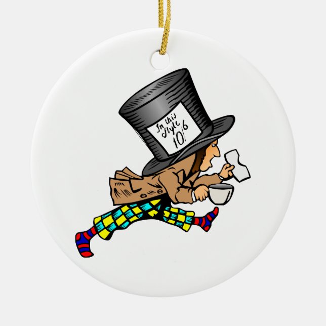 Alice in Wonderland's Mad Hatter Ceramic Tree Decoration (Front)