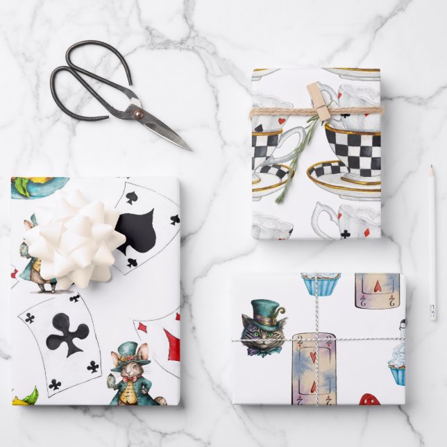 Alice in WonderlWrapping Paper Flat Sheet Set of 3 (Front)
