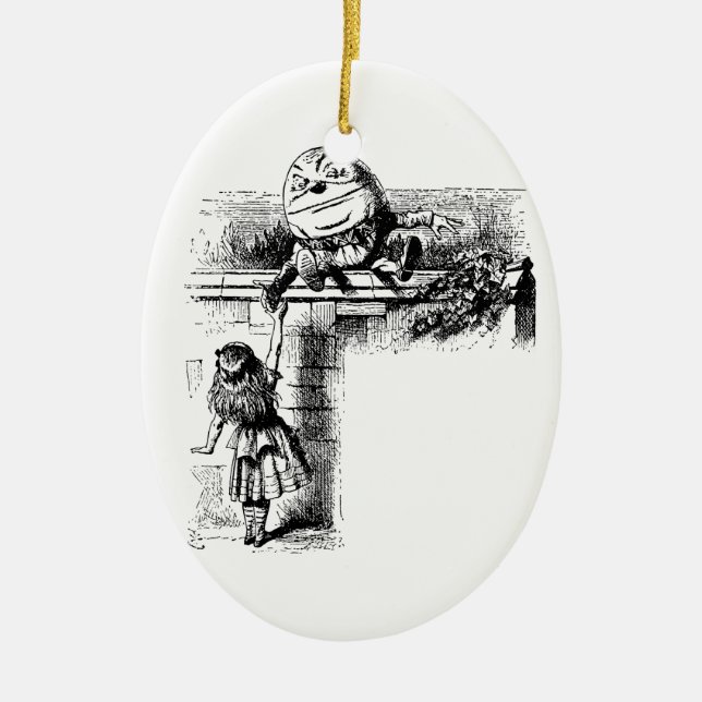 Alice in Wondlerand, Humpty Dumpty with Alice Ceramic Ornament (Front)