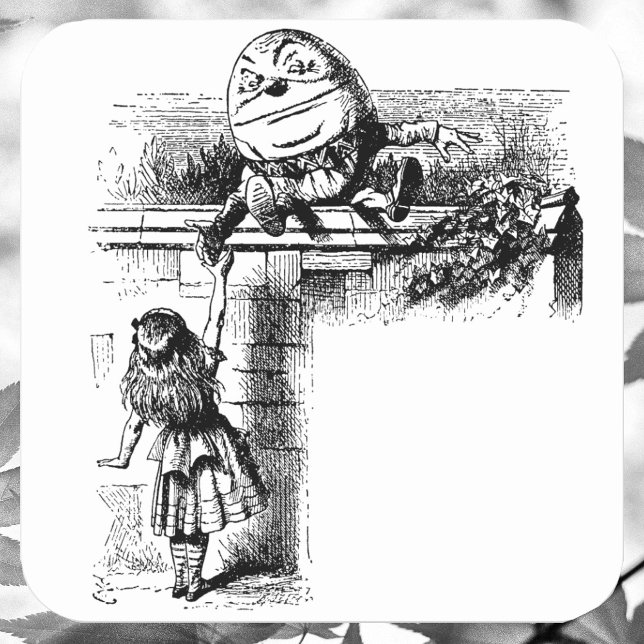 Alice in Wondlerand, Humpty Dumpty with Alice Square Sticker (Creator Uploaded)