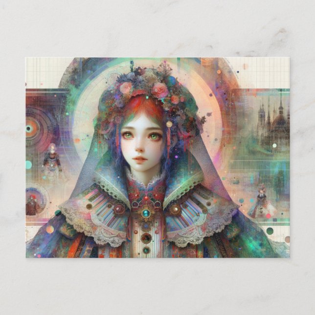 Alice Inspired Glitch Art Postcard (Front)