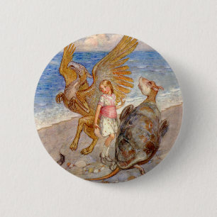 Alice Listens to the Griffin and the Mock Turtle 6 Cm Round Badge