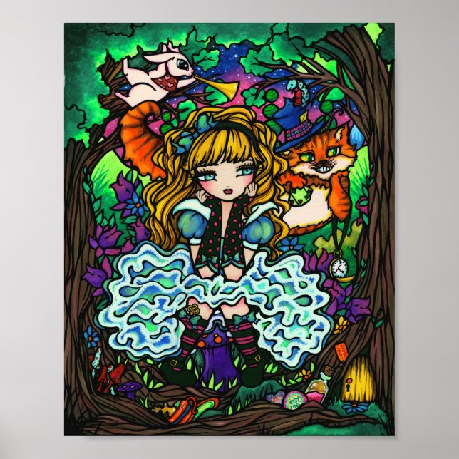 "Alice Lost" Alice in Wonderland Cheshire Cat Poster (Front)