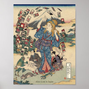 Alice Lost in Japan Ukiyo-e Floating Wonderland Poster