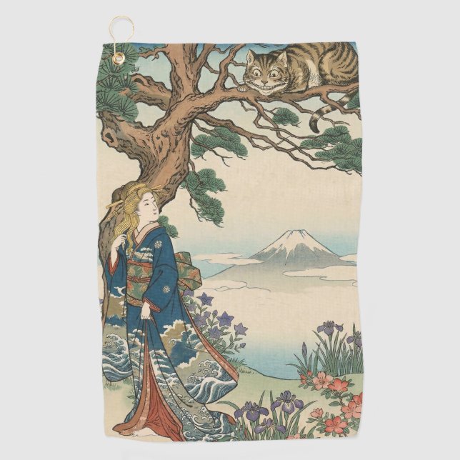 Alice Lost in Japan | Ukiyo-e Mad Journey Golf Towel (Front)