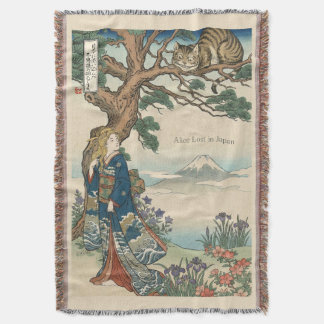 Alice Lost in Japan | Ukiyo-e Mad Journey Throw Blanket