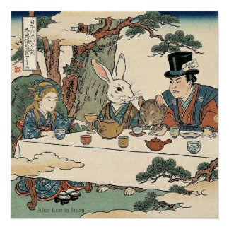 Alice Lost in Japan | Ukiyo-e Mad Tea Party Poster