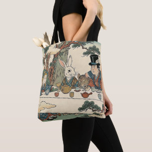 Alice Lost in Japan Ukiyo-e Mad Tea Party Tote Bag