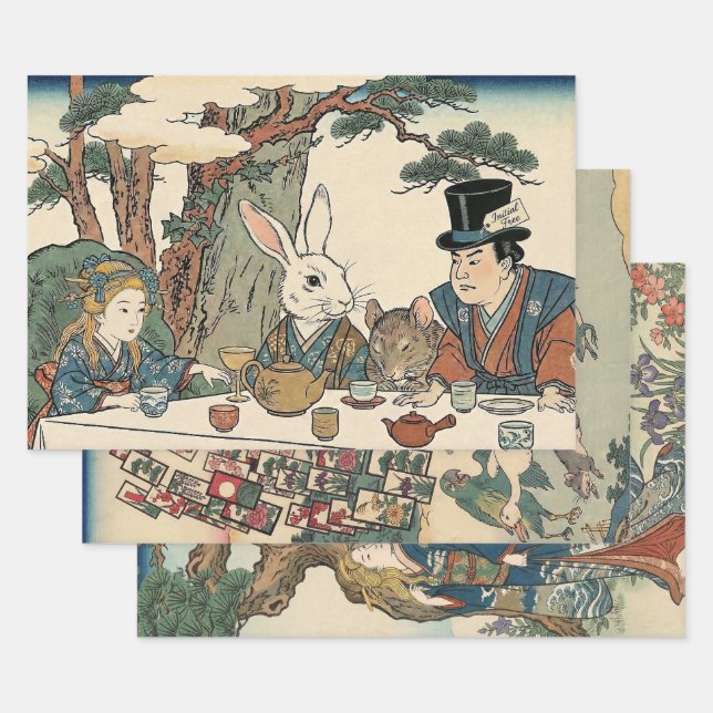 Alice Lost in Japan | Ukiyo-e Wrapping Paper Sheet (Set)