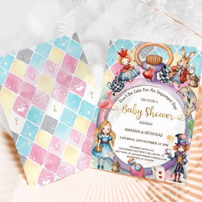 Alice Mad Hatter Queen of Hearts Baby Shower  Invitation (Creator Uploaded)