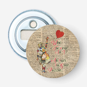Alice,Mad Hatter &Rabbit Vintage Collage Quote Bottle Opener
