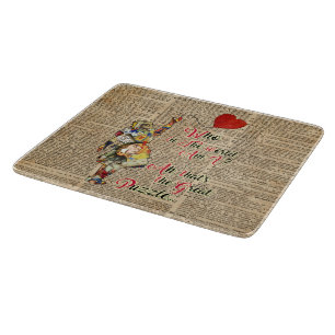Alice,Mad Hatter &Rabbit Vintage Collage Quote Cutting Board