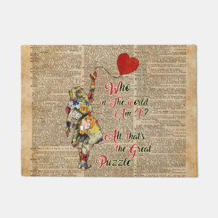 Alice,Mad Hatter &Rabbit Vintage Collage Quote Doormat