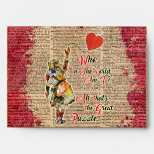 Alice,Mad Hatter &Rabbit Vintage Collage Quote Envelopes