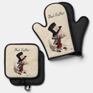 Alice - Mad Hatter Tea Party 1865 Oven Mitt & Pot Holder Set