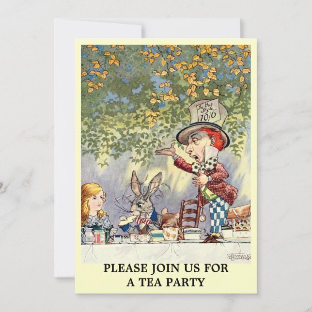 Alice Mad Hatter Tea Party Template Invitation (Front)