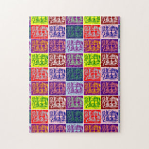 Alice meeting Tweedledum and Tweedledee pop art Jigsaw Puzzle