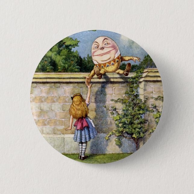 Alice Meets Humpty Dumpty in Wonderland 6 Cm Round Badge (Front)