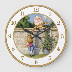 Alice Meets Humpty Dumpty in Wonderland. Large Clock