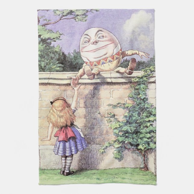 Alice Meets Humpty Dumpty Tea Towel (Vertical)