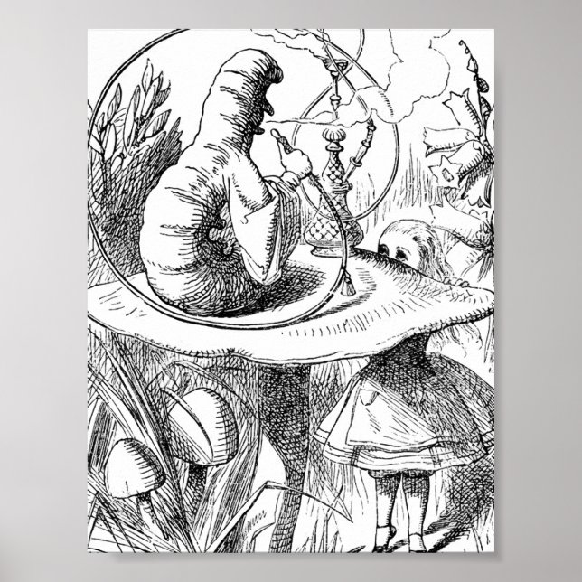 Alice Meets the Caterpillar - Alice in Wonderland Poster (Front)