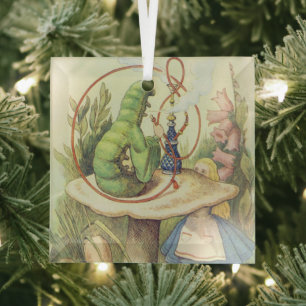 Alice Meets the Caterpillar Glass Tree Decoration