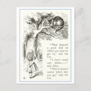Alice Meets the Cheshire Cat Vintage Illustration Postcard