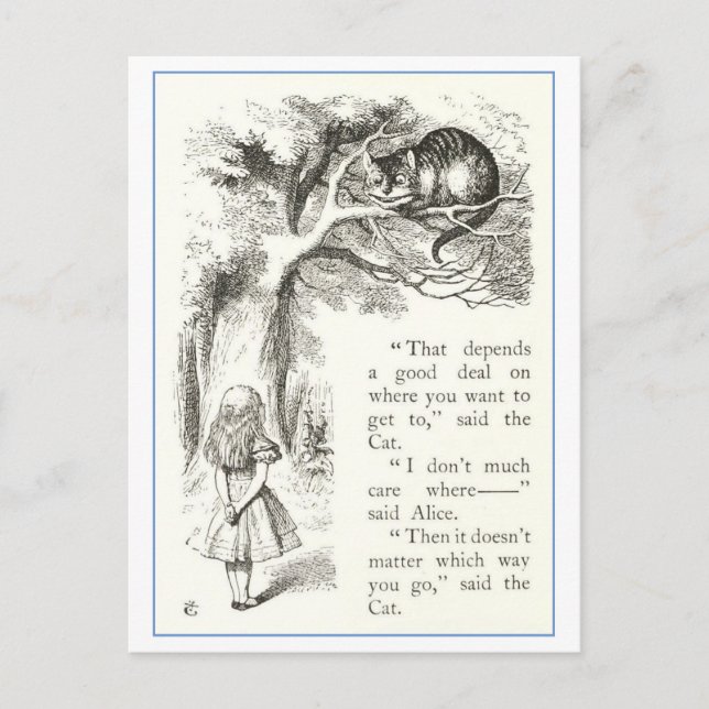 Alice Meets the Cheshire Cat Vintage Illustration Postcard (Front)