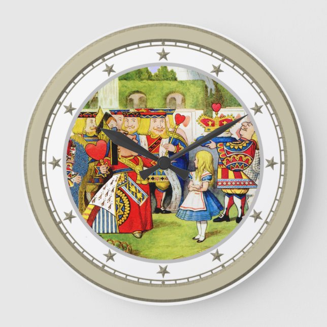 Alice Meets The Queen of Hearts in Wonderland Large Clock (Front)