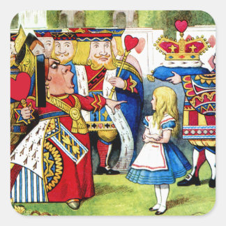Alice Meets the Queen of Hearts in Wonderland Square Sticker