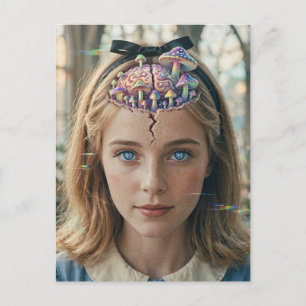 Alice Mushrooms Glitch Postcard