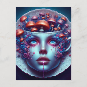 Alice Mushrooms Teacup Postcard