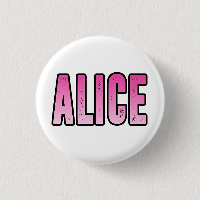 Alice name 3 cm round badge (Front)