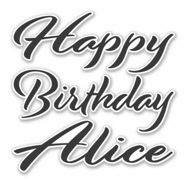 Alice name first name black Sticker birthday (Front)