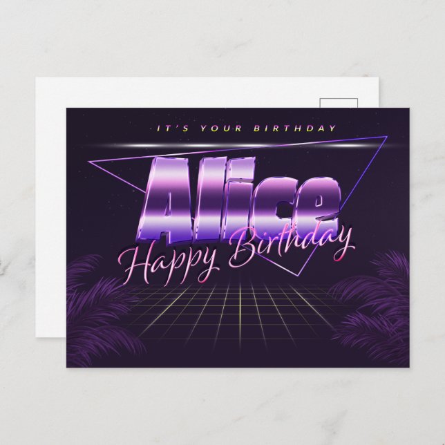 Alice Name First name pura postcard birthday (Front/Back)