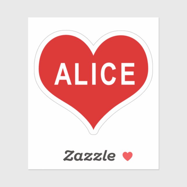 ALICE NAME Red Love Heart Vinyl Sticker (Sheet)