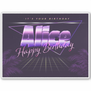 Alice Name Vorname lila retro Sticker Geburtstag