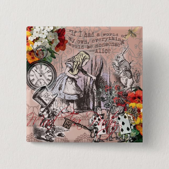 Alice nonsense curtain wonderland 15 cm square badge (Front)