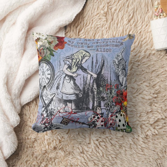 Alice nonsense curtain wonderland - Blue Cushion (Blanket)